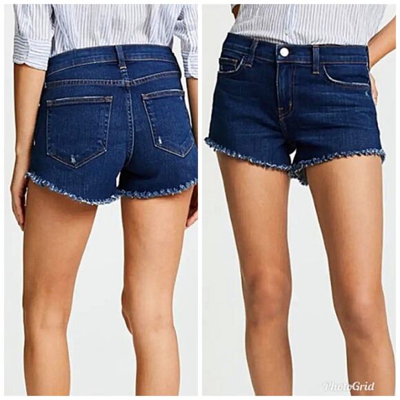 L'AGENCE The Zoe Perfect Fit Denim Shorts Raw Hem Size 25 NWT - Picture 1 of 9